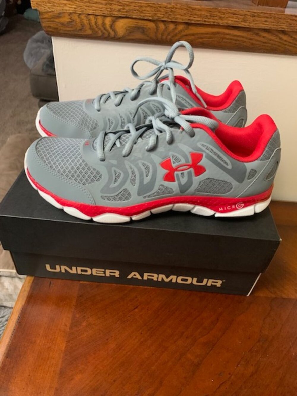 NWT Under Armour gray and red sneakers - Picture 3 of 7
